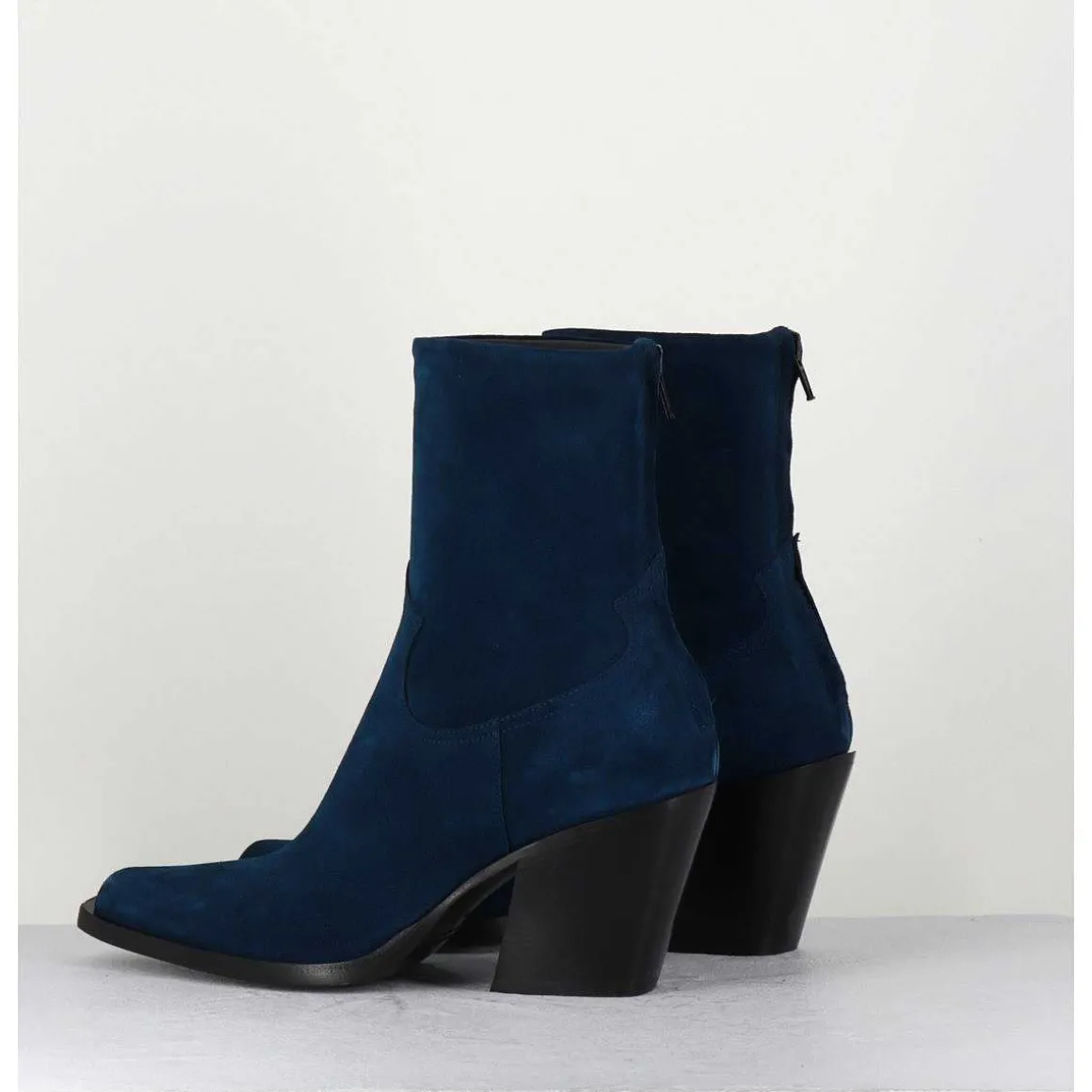 Santiags Talon Haut En Daim Bleu - Desi Chelin Blu