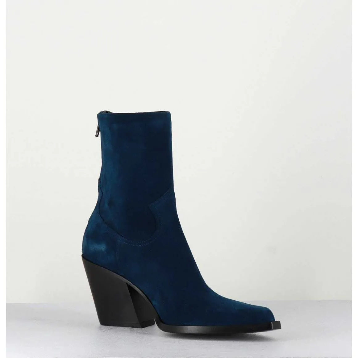 Santiags Talon Haut En Daim Bleu - Desi Chelin Blu