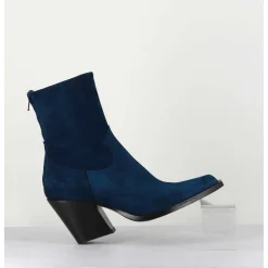 Santiags Talon Haut En Daim Bleu - Desi Chelin Blu