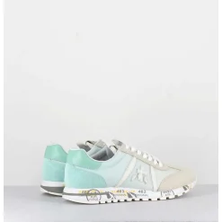 Sneakers Cuir Beige & Toile Verte - Lucyd 6226
