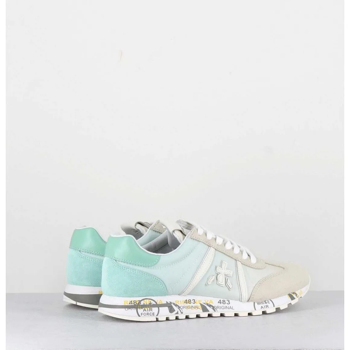 Sneakers Cuir Beige & Toile Verte - Lucyd 6226
