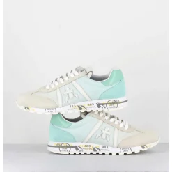 Sneakers Cuir Beige & Toile Verte - Lucyd 6226