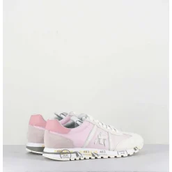 Sneakers Cuir Beige & Toile Rose Degrade - Lucyd 6227