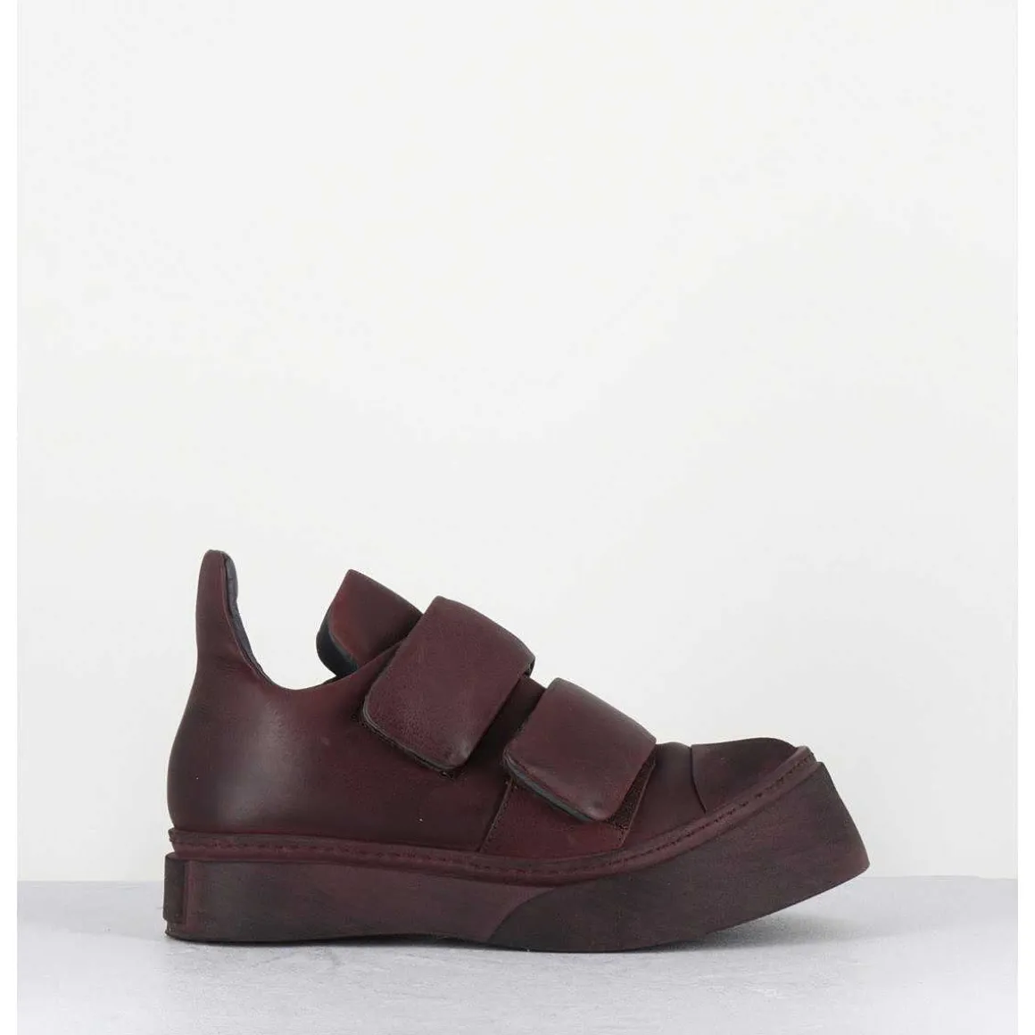 Sneakers Double Scratch En Cuir Bordeaux Use -4181 Gas Melanzana