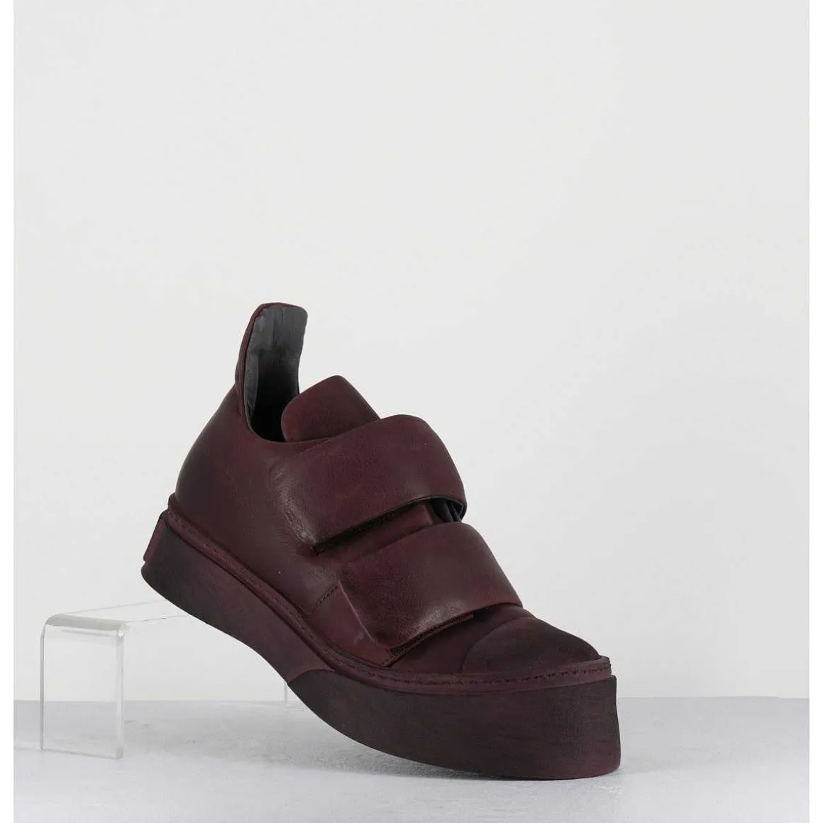 Sneakers Double Scratch En Cuir Bordeaux Use -4181 Gas Melanzana