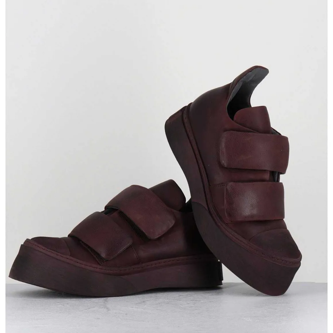 Sneakers Double Scratch En Cuir Bordeaux Use -4181 Gas Melanzana