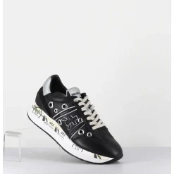 Sneakers Double Semelle Cuir Noir & Rivets - Conny 6553