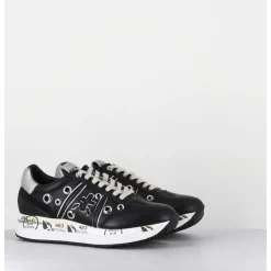 Sneakers Double Semelle Cuir Noir & Rivets - Conny 6553