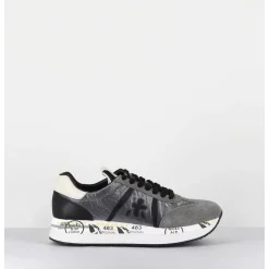 Sneakers Double Semelle En Daim & Toile Gris - Conny 1493
