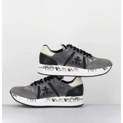Sneakers Double Semelle En Daim & Toile Gris - Conny 1493