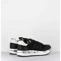 Sneakers Double Semelle En Cuir & Toile Noirs - Conny 4821
