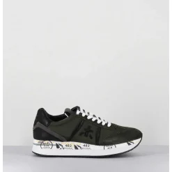Sneakers Double Semelle Toile Khaki - Conny 6495