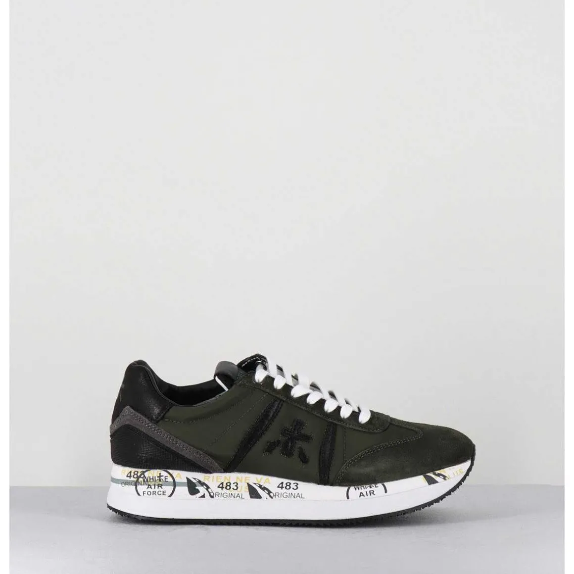 Sneakers Double Semelle Toile Khaki - Conny 6495