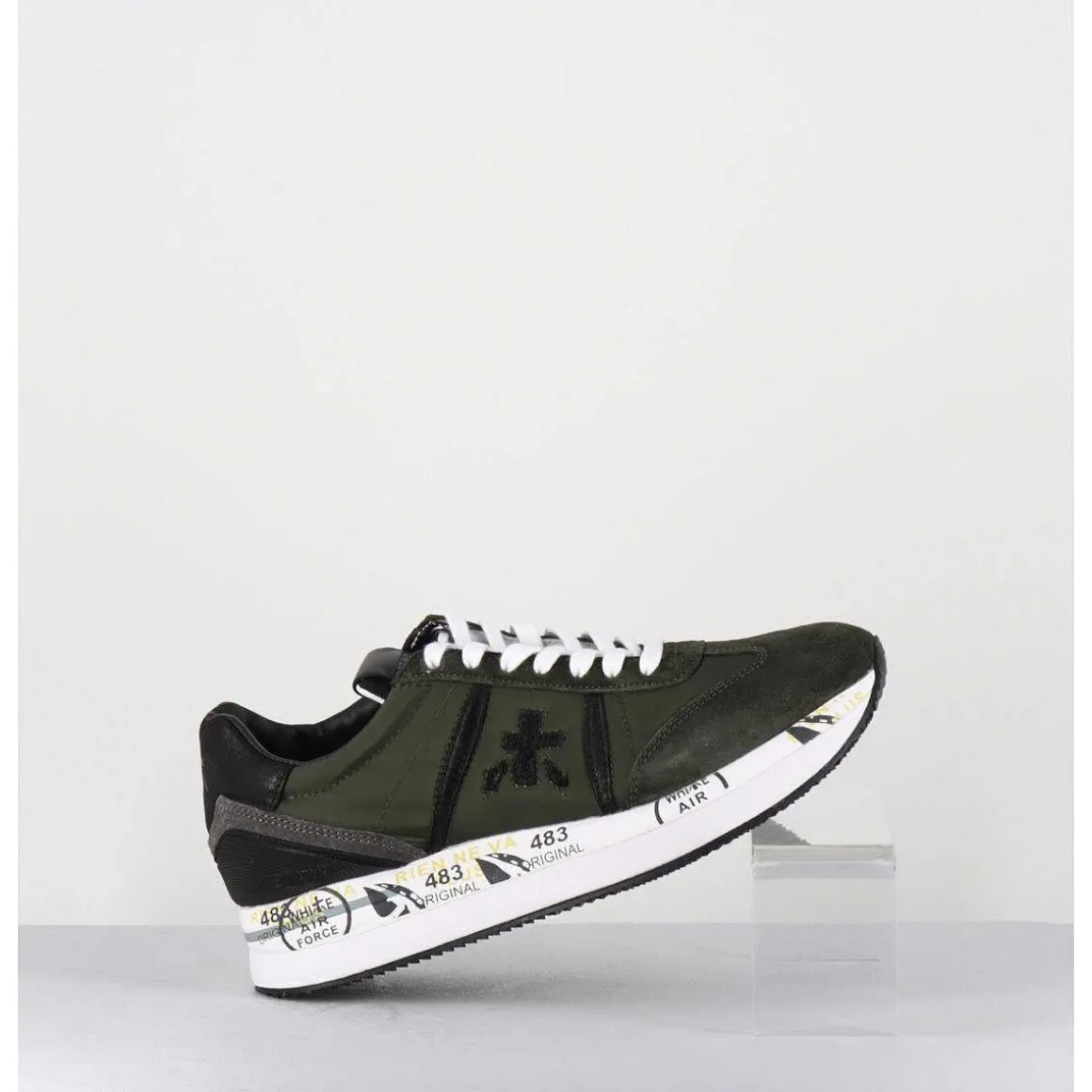 Sneakers Double Semelle Toile Khaki - Conny 6495