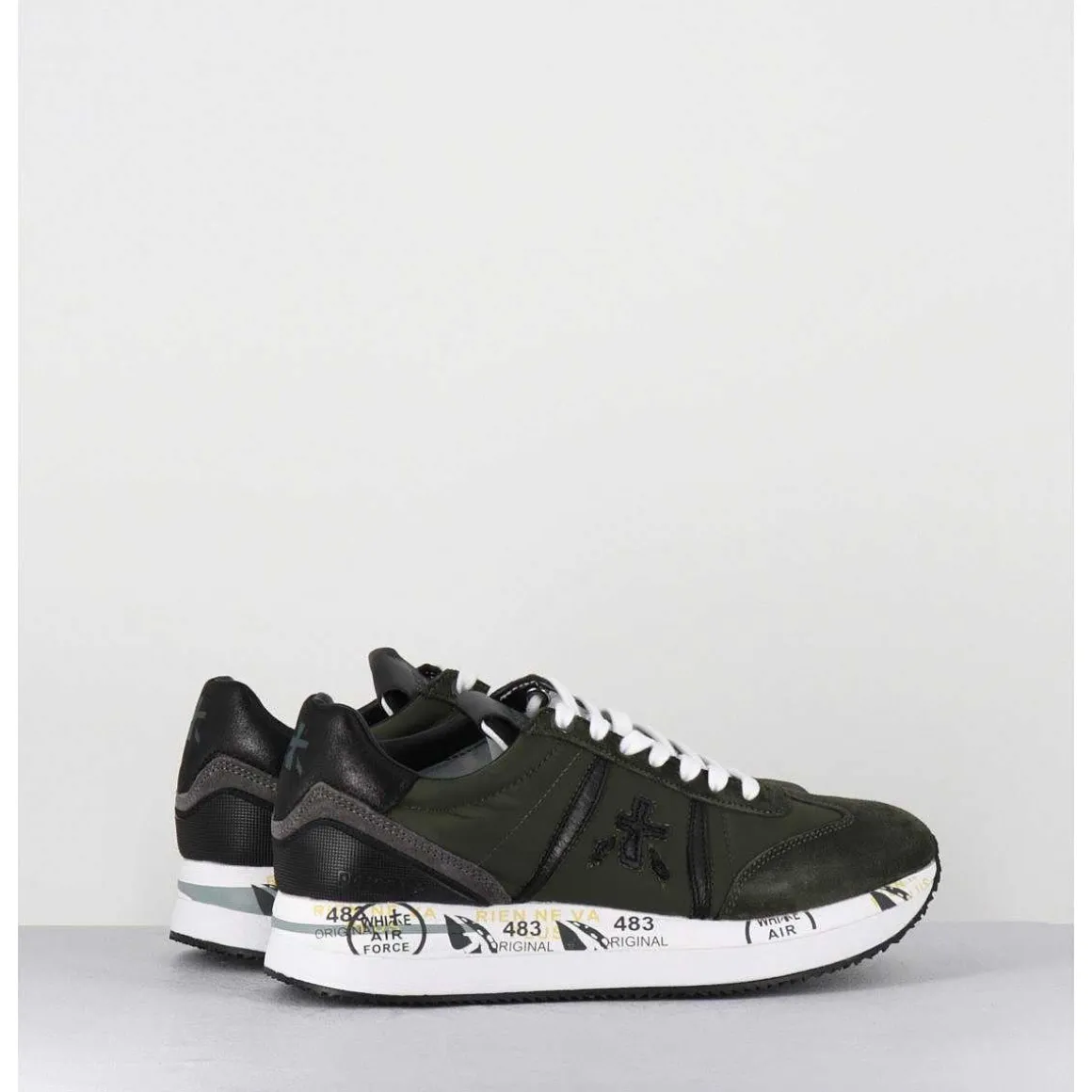 Sneakers Double Semelle Toile Khaki - Conny 6495