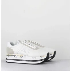 Sneakers En Cuir Blanc Semelle Compensee Ligne Japonisante - Beth 5603