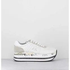 Sneakers En Cuir Blanc Semelle Compensee Ligne Japonisante - Beth 5603