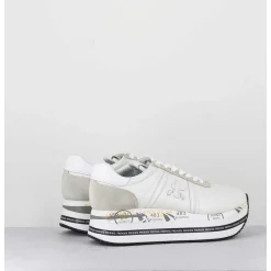 Sneakers En Cuir Blanc Semelle Compensee Ligne Japonisante - Beth 5603