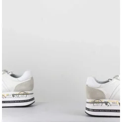 Sneakers En Cuir Blanc Semelle Compensee Ligne Japonisante - Beth 5603