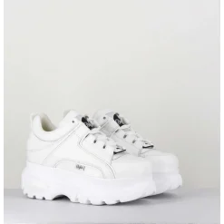 Sneakers En Cuir Lisse Blanc A Plateforme Buffalo Original - 1339 White