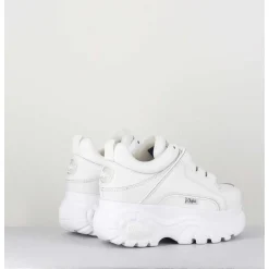 Sneakers En Cuir Lisse Blanc A Plateforme Buffalo Original - 1339 White