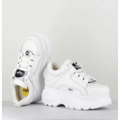 Sneakers En Cuir Lisse Blanc A Plateforme Buffalo Original - 1339 White