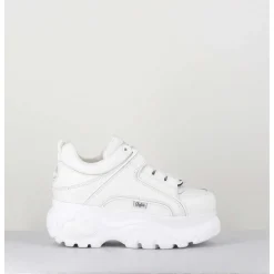 Sneakers En Cuir Lisse Blanc A Plateforme Buffalo Original - 1339 White
