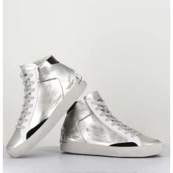 Sneakers Haute Metallise Argent - Distressed High Platinum