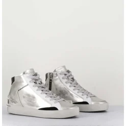 Sneakers Haute Metallise Argent - Distressed High Platinum