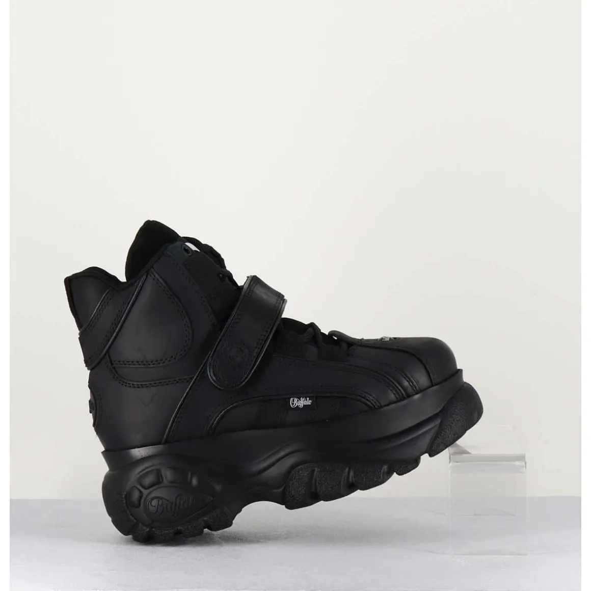 Sneakers Hautes A Plateforme Buffalo Original Cuir Noir - 1348 Noir