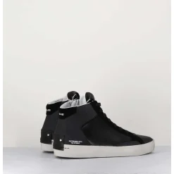 Sneakers Hautes Cuir Noir & Zip - Distressed High Black