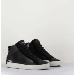 Sneakers Hautes Cuir Noir & Zip - Distressed High Black