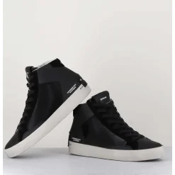 Sneakers Hautes Cuir Noir & Zip - Distressed High Black