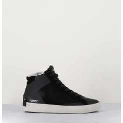 Sneakers Hautes Cuir Noir & Zip - Distressed High Black