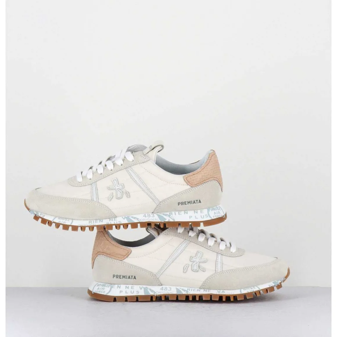 Sneakers Legeres Toile Beige Semelle Crantee - Seand 6252