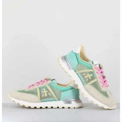 Sneakers Semelle Epaisse Toile Mesh Verte - Johnlowd 6218