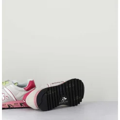 Sneakers Toile Blanche & Detail Rose - Lucyd 5961