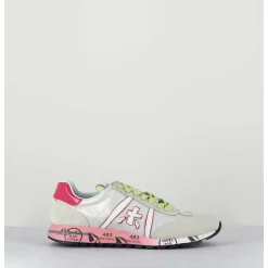 Sneakers Toile Blanche & Detail Rose - Lucyd 5961