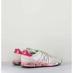 Sneakers Toile Blanche & Detail Rose - Lucyd 5961