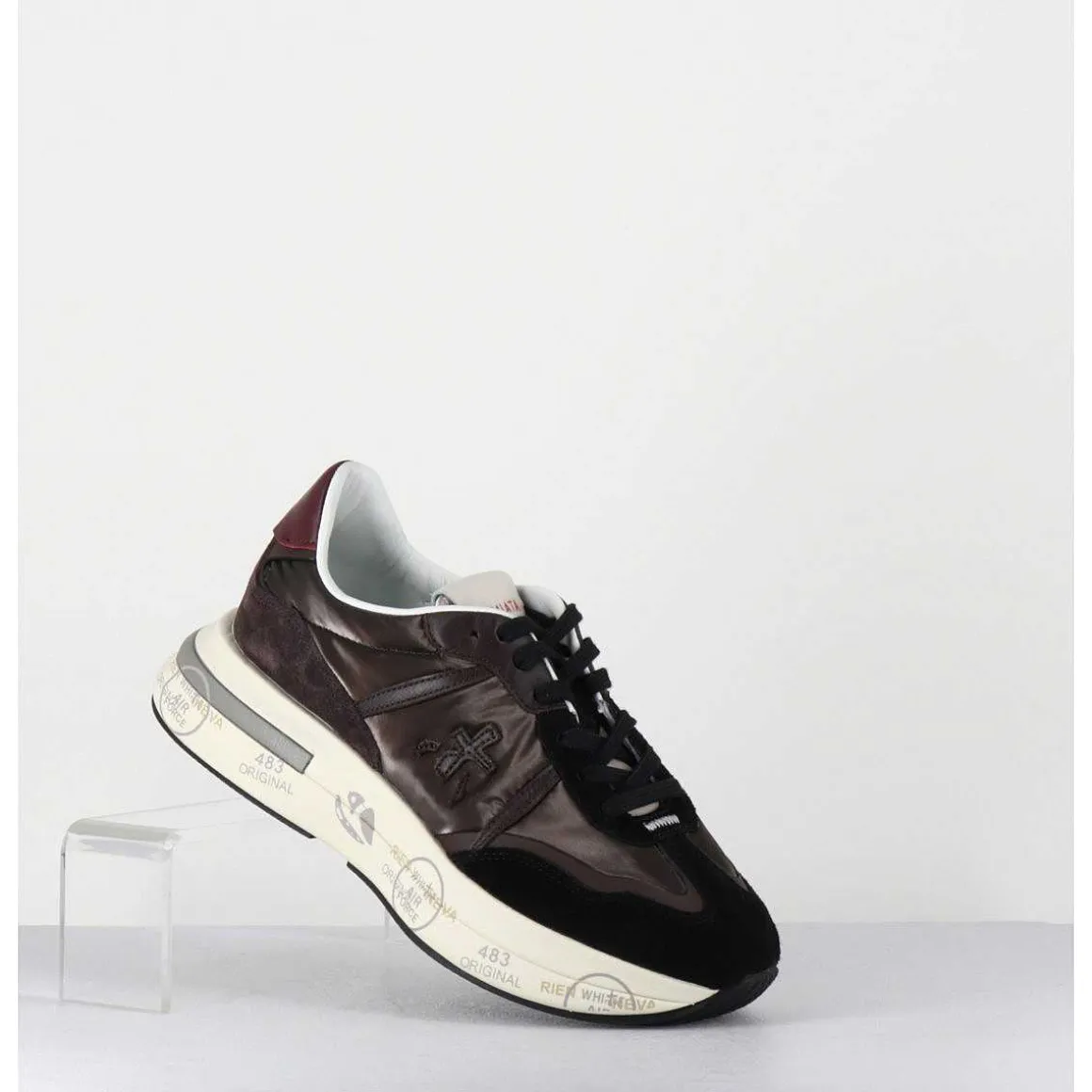 Sneakers Ultra Legere Cuir & Toile Marron - Cassie 6472