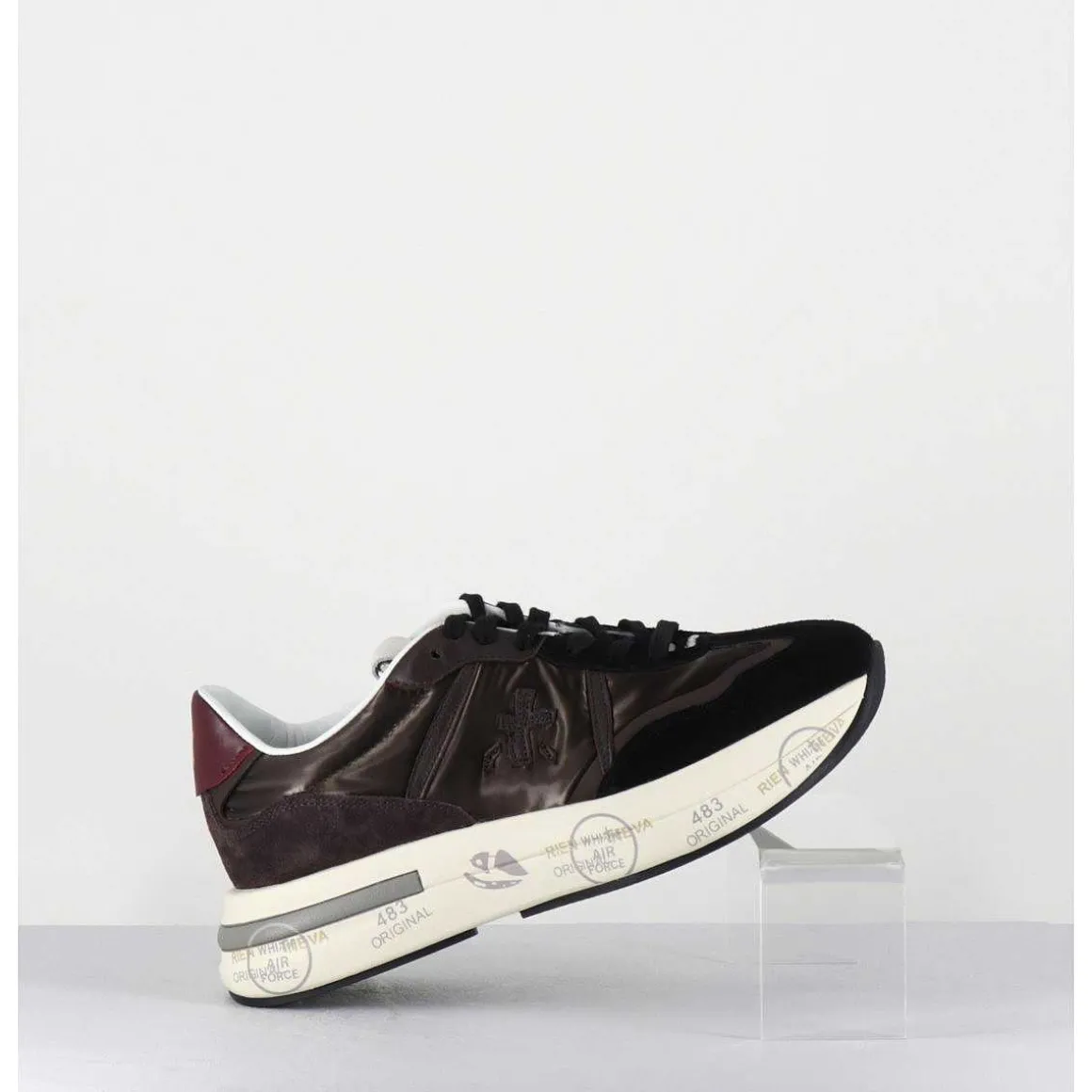 Sneakers Ultra Legere Cuir & Toile Marron - Cassie 6472