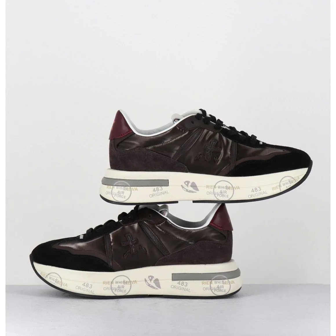 Sneakers Ultra Legere Cuir & Toile Marron - Cassie 6472
