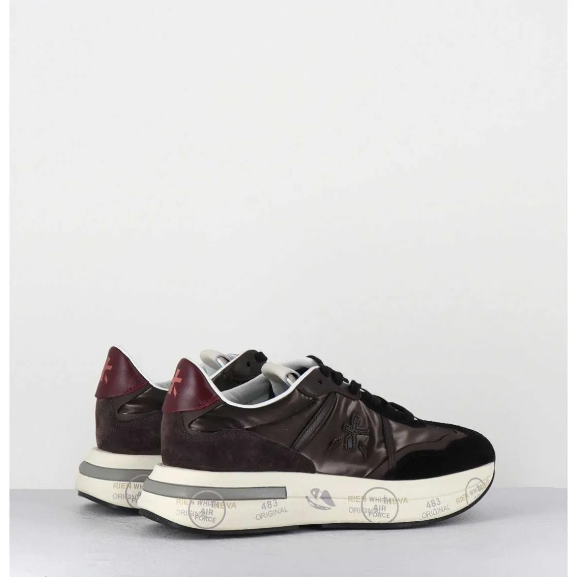 Sneakers Ultra Legere Cuir & Toile Marron - Cassie 6472