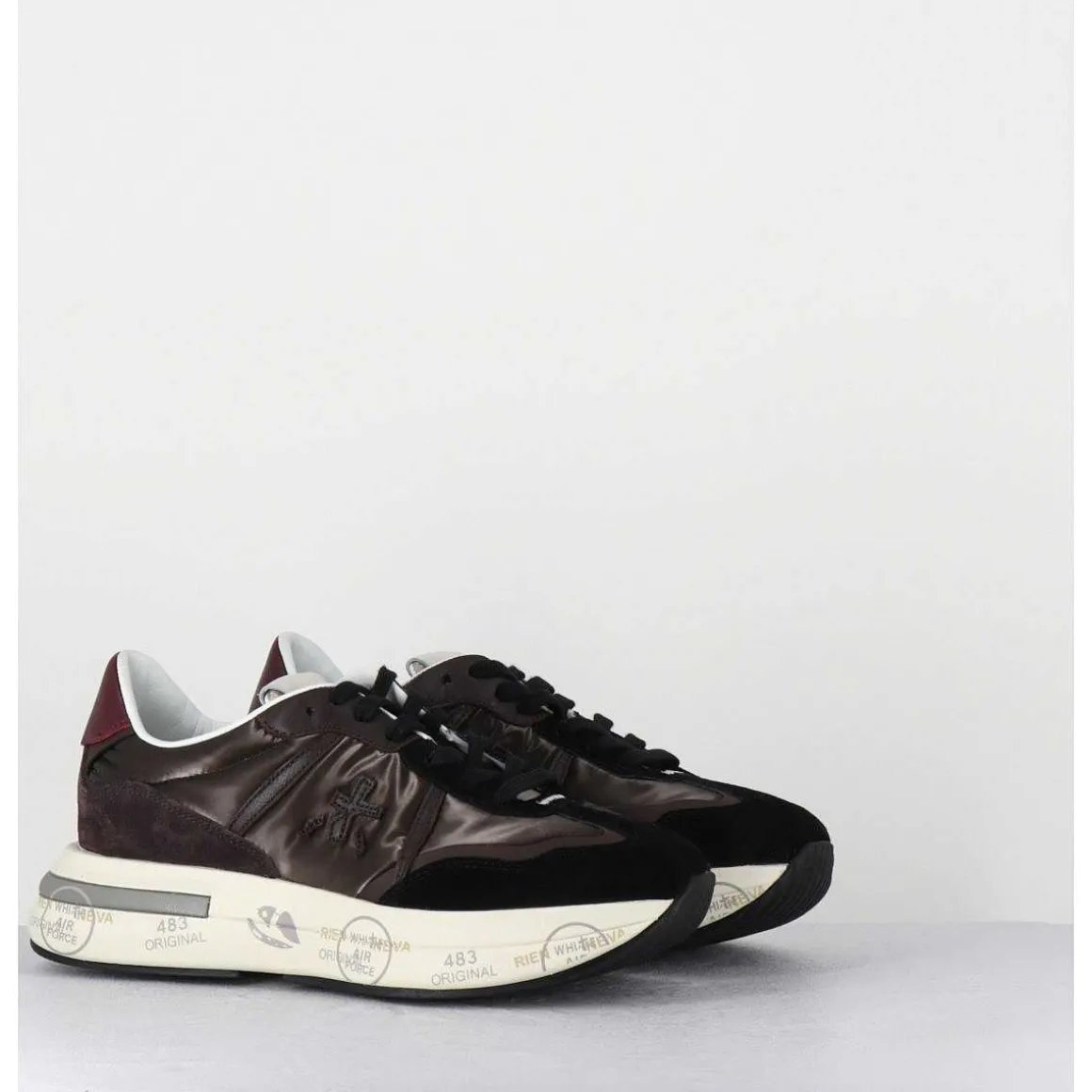 Sneakers Ultra Legere Cuir & Toile Marron - Cassie 6472