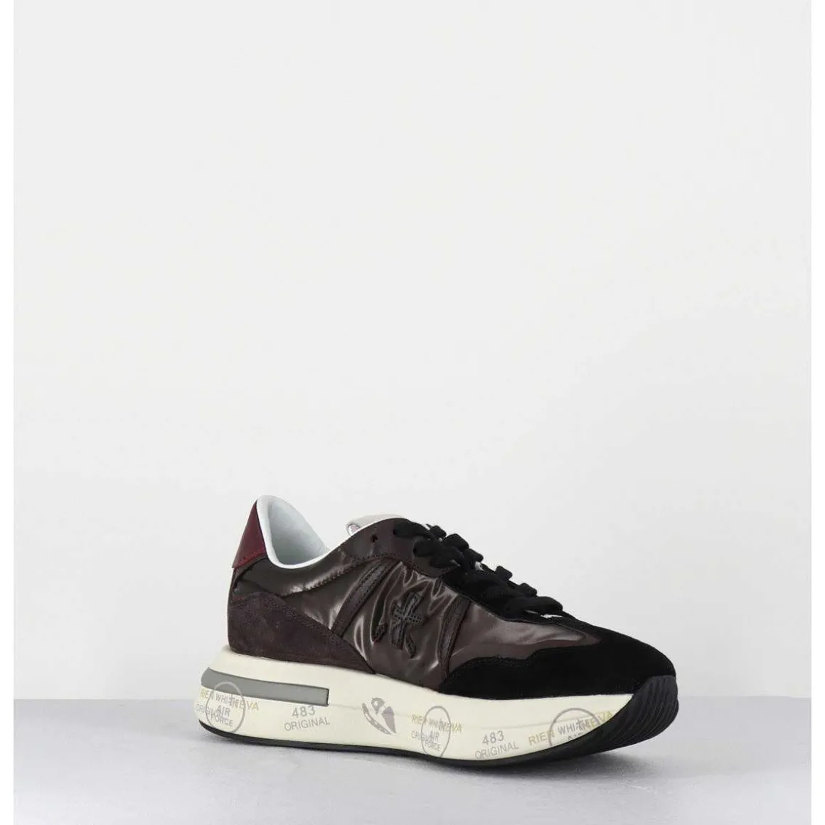 Sneakers Ultra Legere Cuir & Toile Marron - Cassie 6472