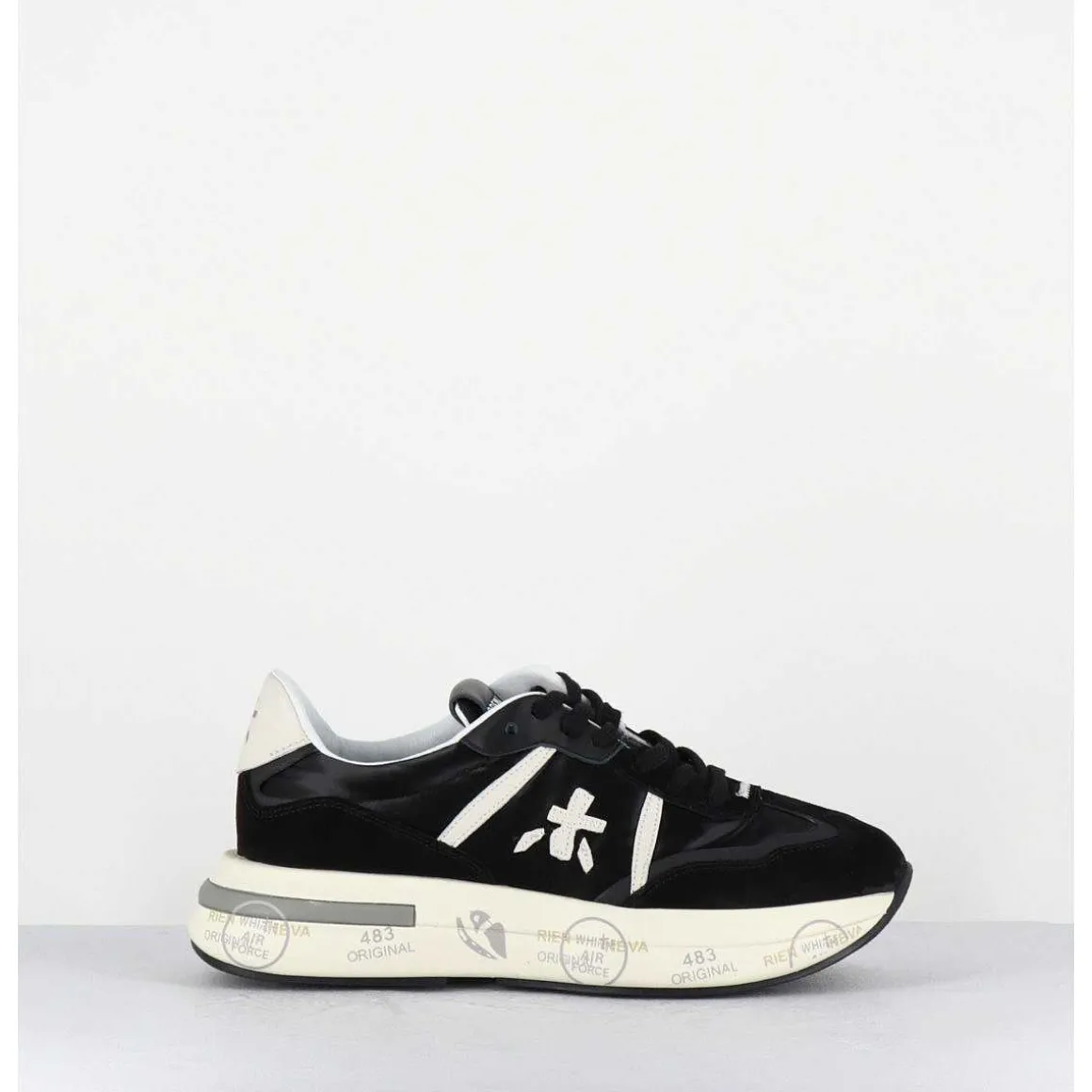 Sneakers Ultra Legere Cuir & Toile Nylon Noir - Cassie 6471