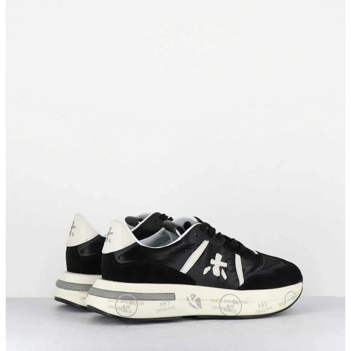 Sneakers Ultra Legere Cuir & Toile Nylon Noir - Cassie 6471