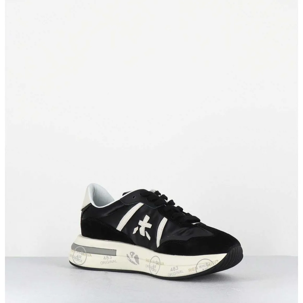 Sneakers Ultra Legere Cuir & Toile Nylon Noir - Cassie 6471