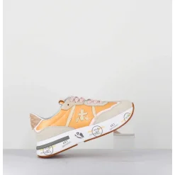 Sneakers Ultra Legere Toile Orange Semelle Epaisse - Cassie 6345