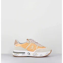 Sneakers Ultra Legere Toile Orange Semelle Epaisse - Cassie 6345
